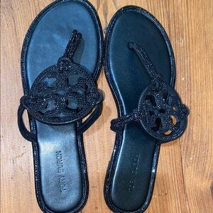 Tory Burch Black Strappy Leather Sandals